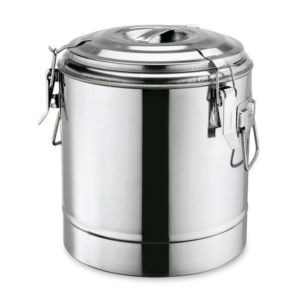 Récipient de transport isotherme inox chromé avec joint - 35 L - Ø 40 cm