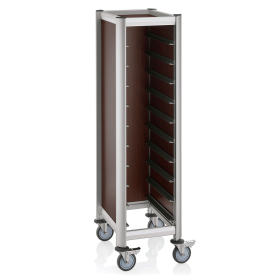 Chariot à plateaux GN 1/1 en MDF aspect bois foncé - 10 plateaux GN