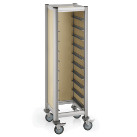 Chariot à plateaux GN 1/1 en MDF aspect bois clair - 10 plateaux 45,5 x 35,5 cm