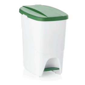 Poubelle à pédale en polypropylène - 25 L - Couvercle vert