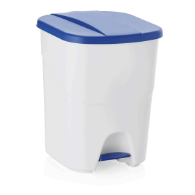 Poubelle à pédale en polypropylène - 40 L - Couvercle bleu