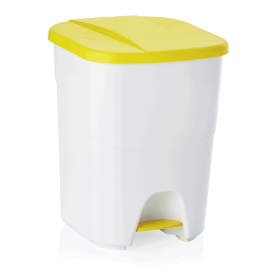 Poubelle à pédale en polypropylène - 40 L - Couvercle jaune