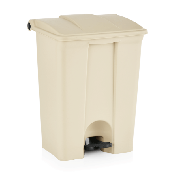 Poubelle à pédale en polypropylène beige - 68 L - Insert amovible