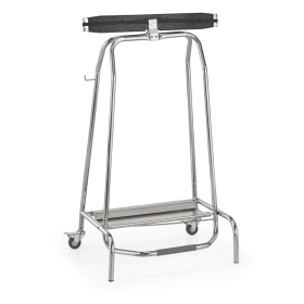 Support inox pour sacs poubelle - 65 x 50 cm - Avec pédale et roulettes