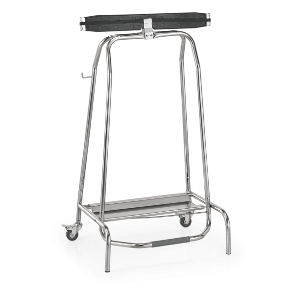 Support inox pour sacs poubelle - 65 x 50 cm - Avec pédale et roulettes