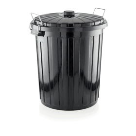 Poubelle en polypropylène noir avec couvercle - 73 L - Ø 48 cm