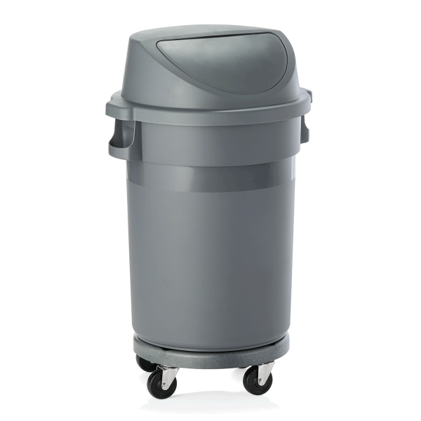 Poubelle en polypropylène avec roulettes - 120 L - Ø 46 cm - Couvercle basculant