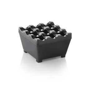 Cendrier coupe-vent en zinc moulé chromé - 7,5 x 7,5 cm - Noir