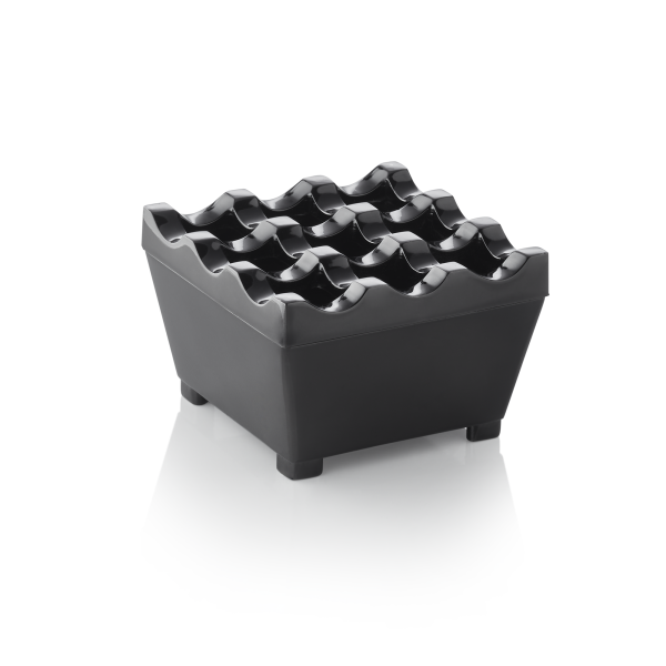 Cendrier coupe-vent en zinc moulé chromé - 7,5 x 7,5 cm - Noir