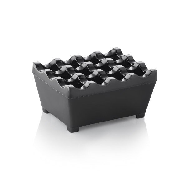 Cendrier coupe-vent en zinc moulé chromé - 9,5 x 7,5 cm - Noir