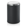 Poubelle inox chromé et simili cuir - 9 L - Noir