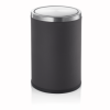 Poubelle inox chromé et simili cuir - 9 L - Marron foncé