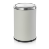 Poubelle inox chromé et simili cuir - 9 L - Blanche