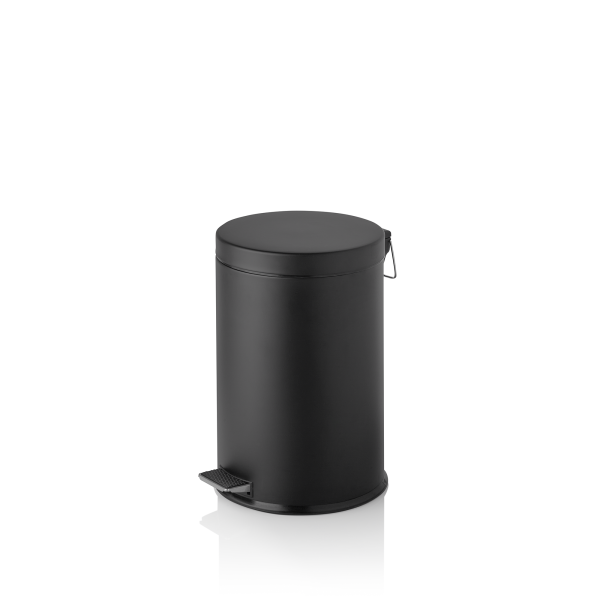 Poubelle à pédale métallique - 12 L - Ø 25 cm - Noire