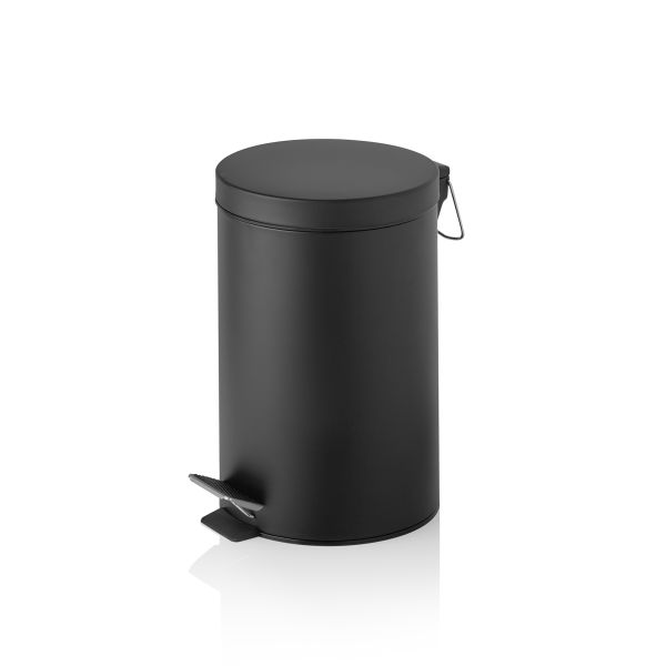 Poubelle à pédale métallique - 20 L - Ø 29 cm - Noire