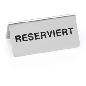Panneau "Reserviert" inox chromé - 10 x 5 cm (lot de 12)