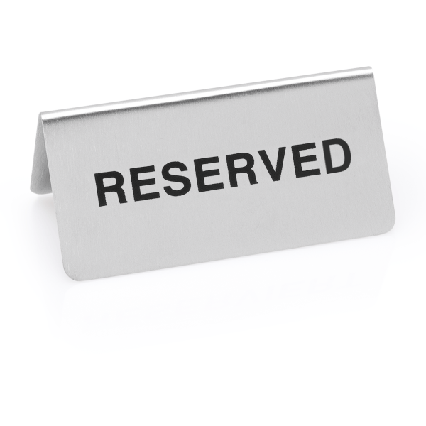 Panneau "Reserved" inox chromé - 10 x 5 cm (lot de 12)