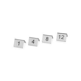Plaque de numérotation de table inox chromé de 1 à 12 (lot de 12)