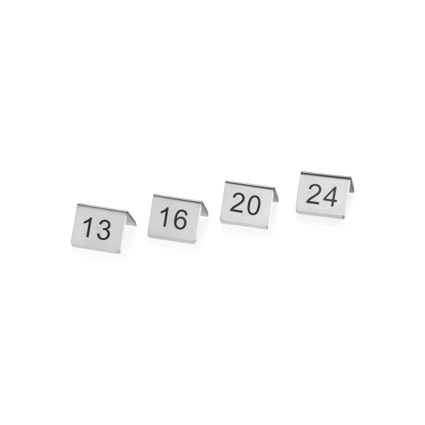 Plaque de numérotation de table inox chromé de 13 à 24 (lot de 12)