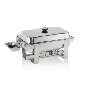 Chafing dish inox chromé poli avec 2 emplacements brûleurs - GN 1/1