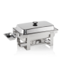 Chafing dish inox chromé poli avec 2 emplacements brûleurs - GN 1/1
