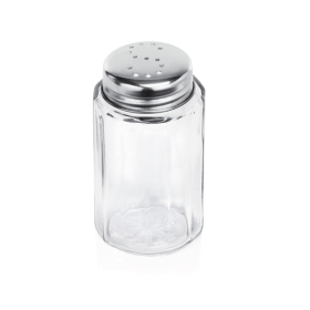 Salière cylindrique en verre et inox - 7 cm (lot de 12)