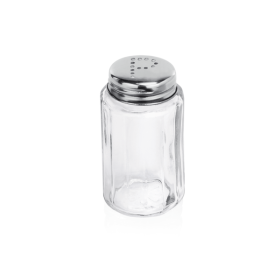 Poivrière cylindrique en verre et inox - 7 cm (lot de 12)