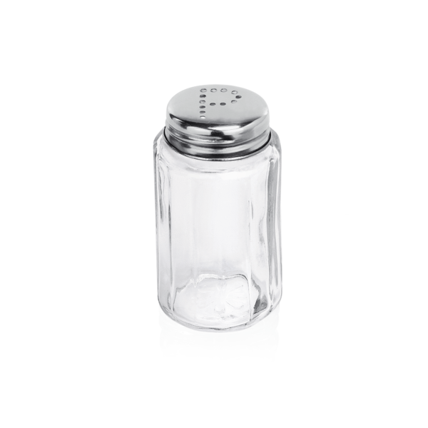 Poivrière cylindrique en verre et inox - 7 cm (lot de 12)