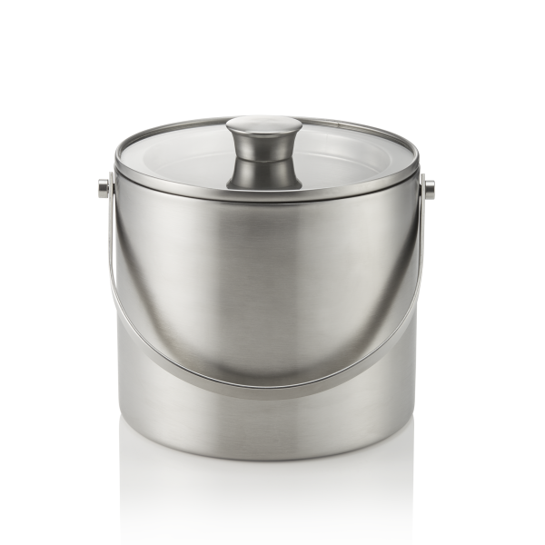 Seau à glace inox chromé avec couvercle en verre et pinces - 3 L