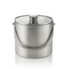Seau à glace inox chromé avec couvercle en verre et pinces - 3 L