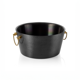 Seau à champagne inox chromé et PVD noir avec poignées en laiton - 9 L