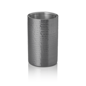 Rafraîchisseur de bouteille inox chromé martelé - Ø 12 cm - PVD acier foncé