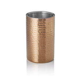 Rafraîchisseur de bouteille inox chromé martelé - Ø 12 cm - PVD rosé