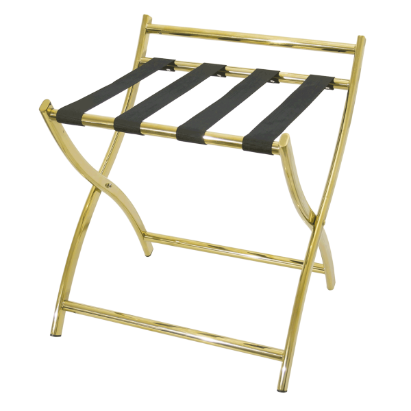 Porte-bagages inox chromé doré avec protection murale - 58,5 x 57 x 63 cm