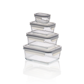 Set de 4 boîtes de conservation en borosilicate