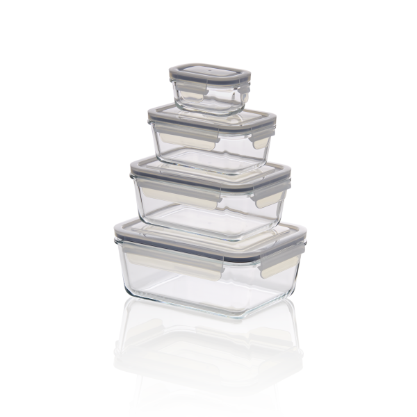 Set de 4 boîtes de conservation en borosilicate