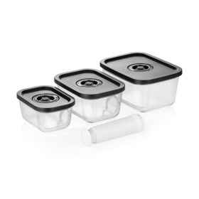 Set de 3 boîtes de conservation en borosilicate - Couvercle en ABS