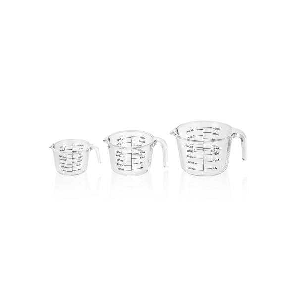 3 pichets gradués en borosilicate - 0,25/0,5/1 L