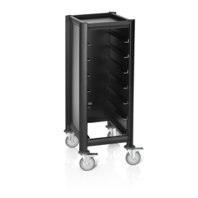 Chariot à plateaux GN 1/1 en MDF noir - 7 plateaux GN