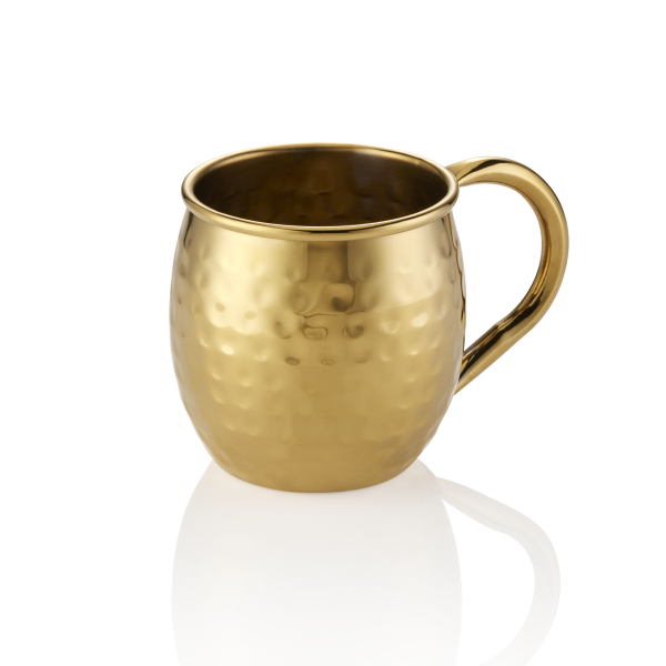 Mug Moscow Mule inox chromé martelé - 450 ml - PVD champagne (lot de 2)