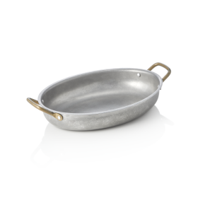 Plat de service ovale inox chromé - 26 x 20 x 4 cm - Vintage