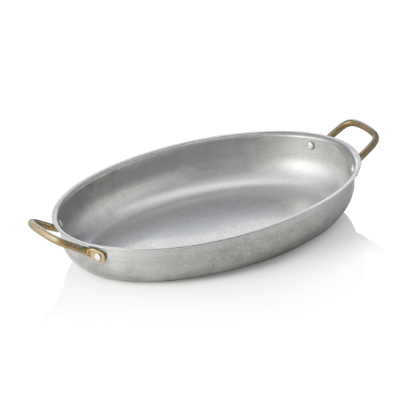 Plat de service ovale inox chromé - 31 x 22 x 4,5 cm - Vintage