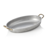 Plat de service ovale inox chromé - 31 x 22 x 4,5 cm - Vintage