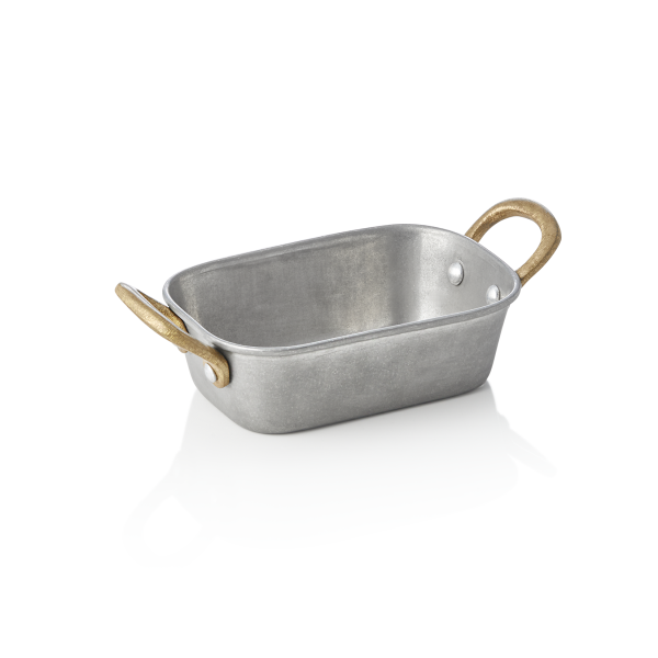 Plat de service rectangulaire inox chromé - 13 x 8,5 x 3,5 cm - Vintage