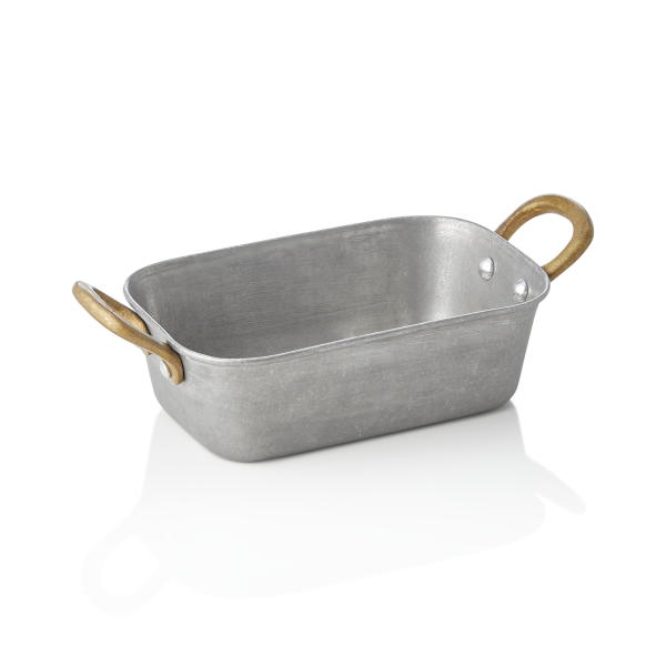 Plat de service rectangulaire inox chromé - 15 x 9,5 x 4,5 cm - Vintage