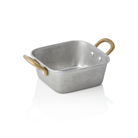 Plat de service carré inox chromé - 12 x 12 x 5 cm - Vintage