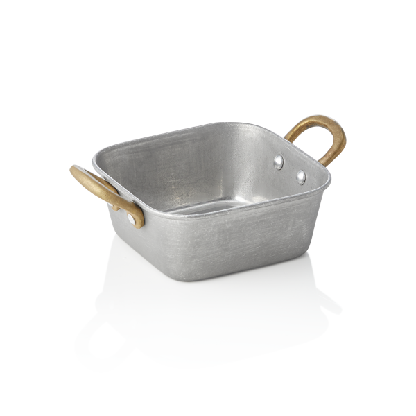 Plat de service carré inox chromé - 12 x 12 x 5 cm - Vintage