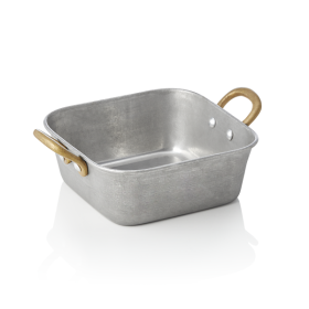 Plat de service carré en acier chrome-nickel - 14 x 14 x 5 cm - Vintage