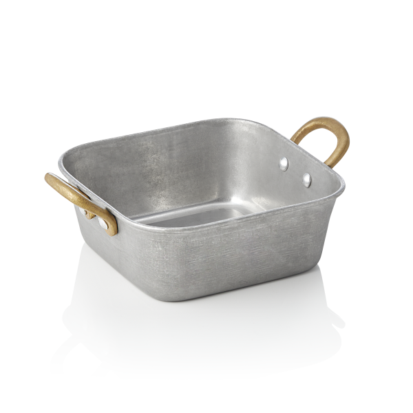 Plat de service carré en acier chrome-nickel - 14 x 14 x 5 cm - Vintage