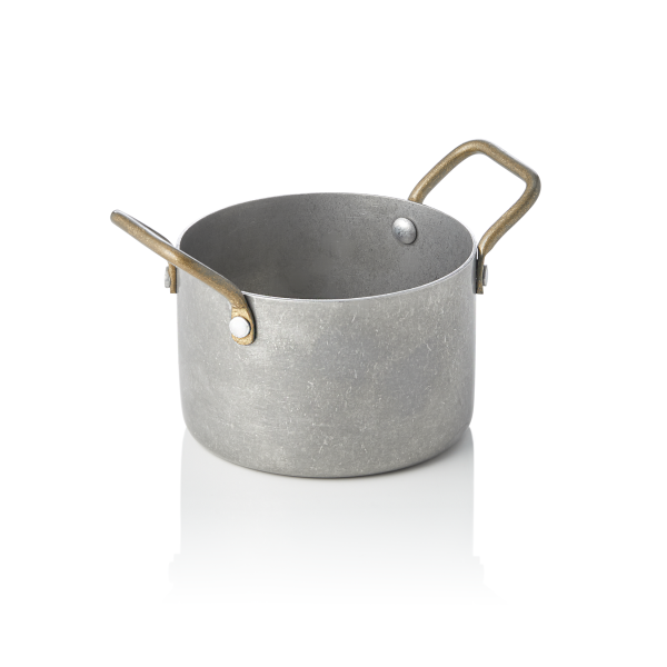 Mini-marmite de service en acier chrome-nickel - Ø 9 cm - PVD vintage
